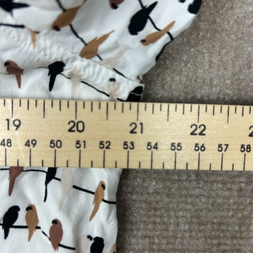 Jane + Delancey Shirt Womens XL White Rayon Parrot Print Round Hem Button Up - Picture 9 of 12